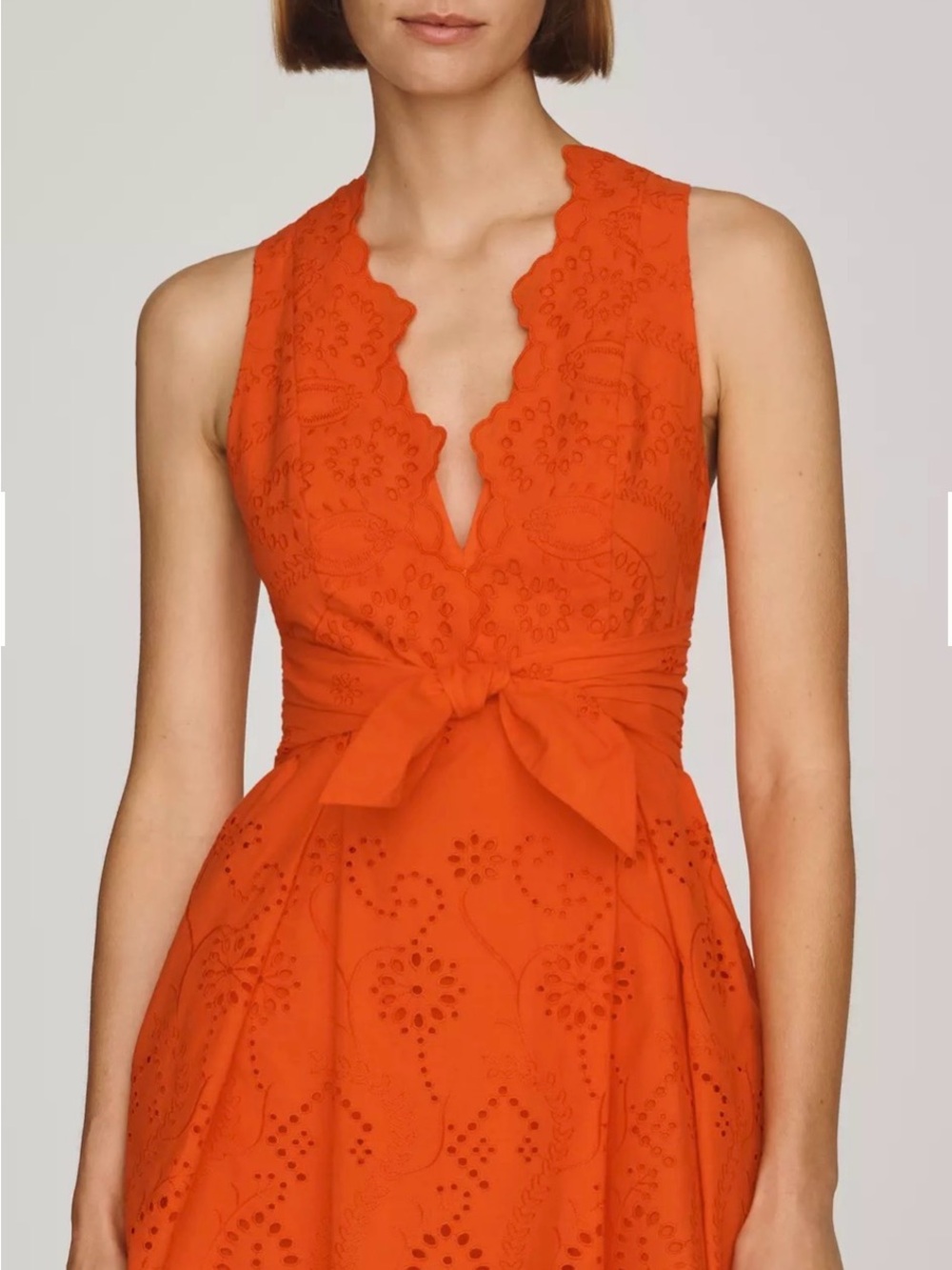 Maeve Belted Eyelet Tie-Waist Dress